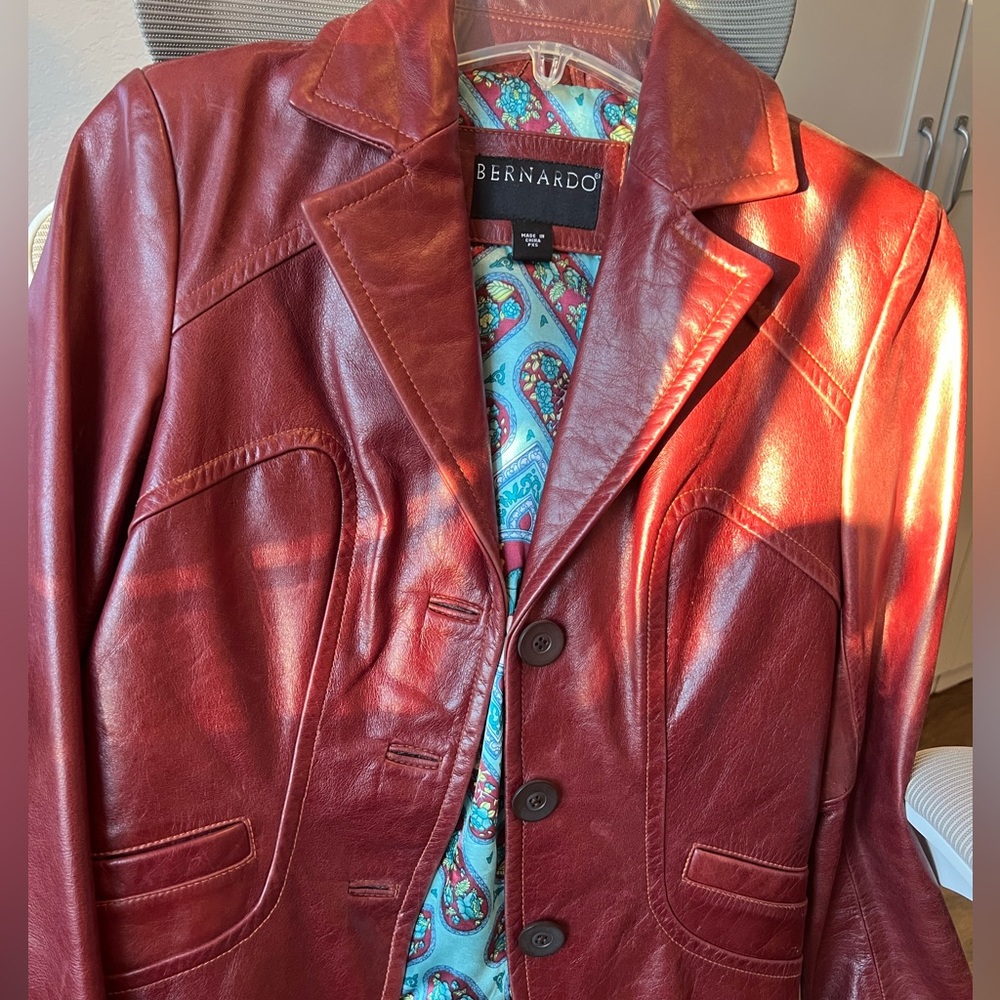 Bernardo Women's Deep Red Leather Jacket